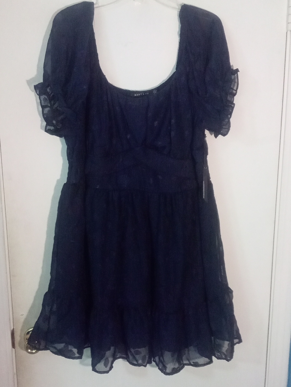 * Mary & Mo Navy Blue' Ruffle Sleeve Dress 3X Plus Size NWT $28